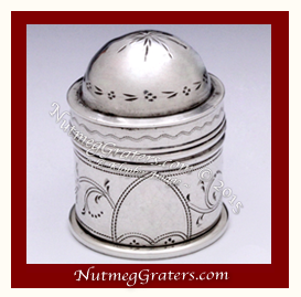 Treen Nutmeg Grater with Coin Silver Caps