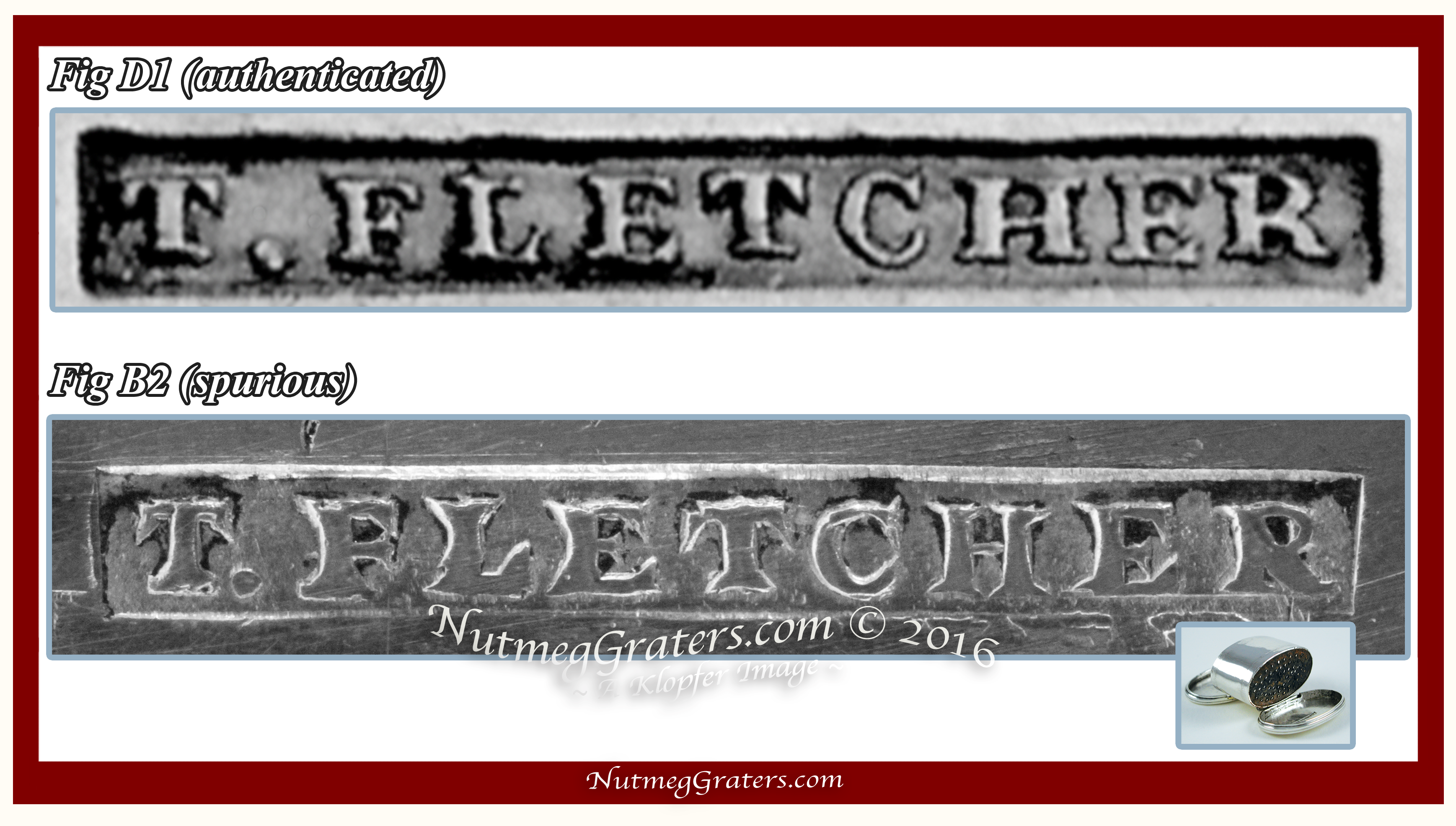 Comparison of Authenticated VS Spurious Fletcher maker's mark