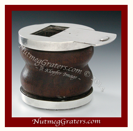 Treen Nutmeg Grater with Coin Silver Caps